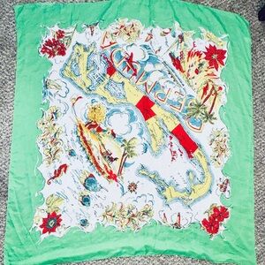 J. Crew Green and Red Floral Scarf